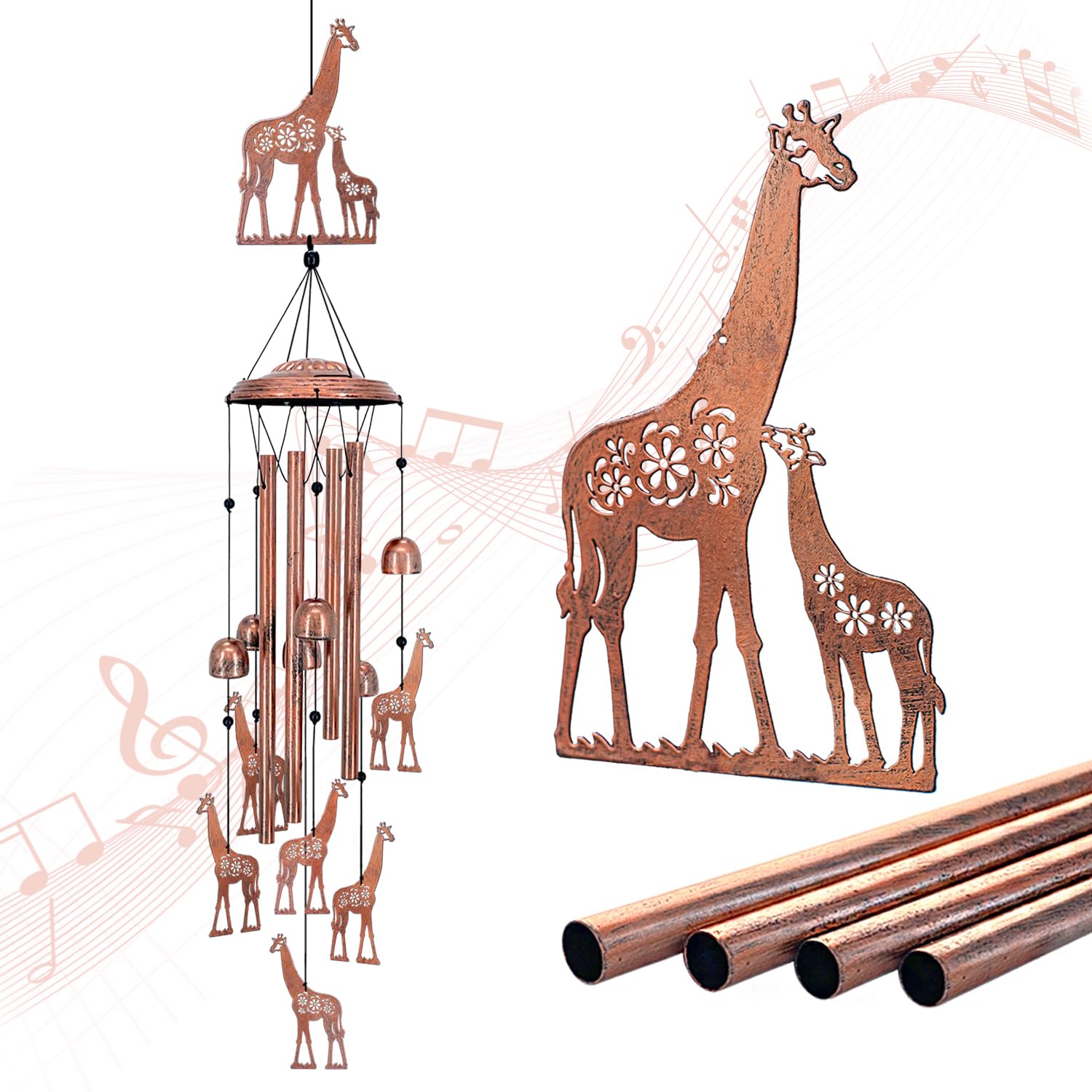 Cow Wind Chimes Outdoor Cow Gifts for Women/Men/Mom/Wife/Grandma Birthday Gifts Memorial Gift Metal WindChimes for Outside/Indoors, Lawn, Patio, Home, Porch, Yard Decor, Garden Decorations