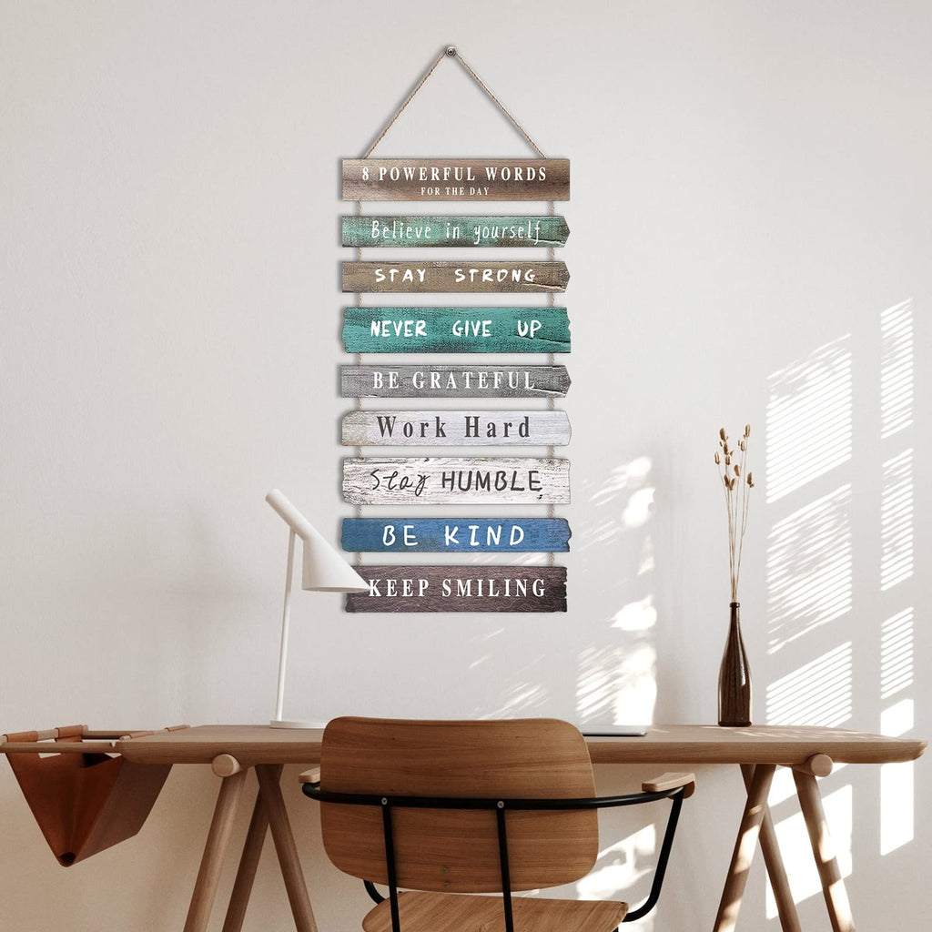 4 Pieces Home Wall Signs, THIS IS US/TOGETHER/BLESS THIS HOME/FAMILY Wall Decor For Living Room Bedroom, Rustic Wooden Farmhouse Wall Art , 4.7 x 13.8 Inch(Brown)