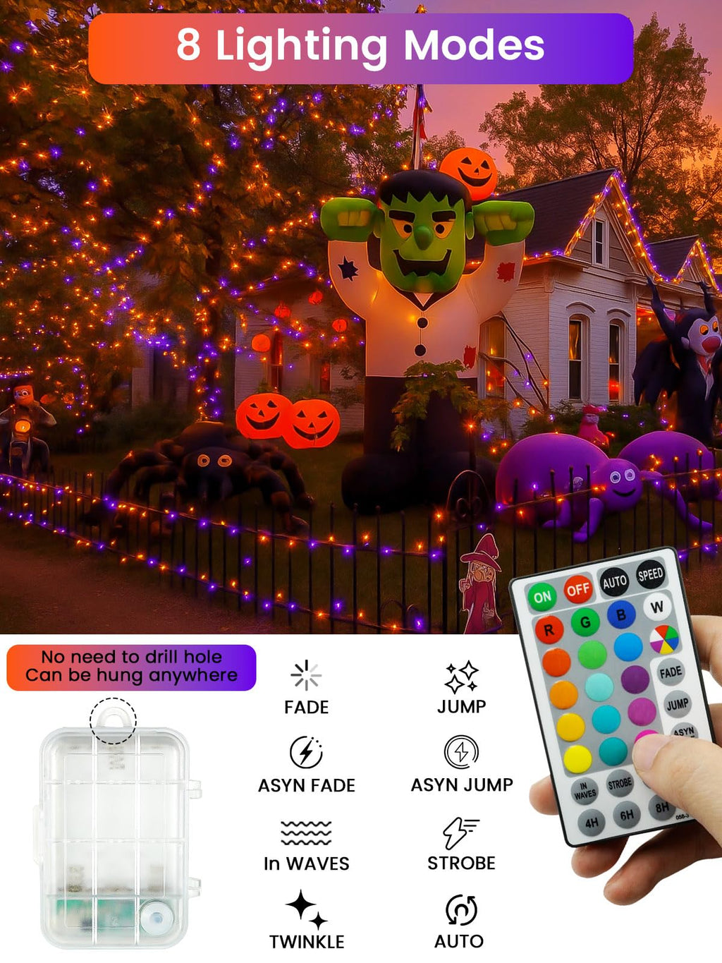 66Ft 200 LED Fairy Lights Plug in, Waterproof String Lights Outdoor & Indoor 8 Modes Christmas Light Bedroom Decor, Timer Twinkle Lights for Girl's Room Garden Party Christmas Decorations (Warm White)