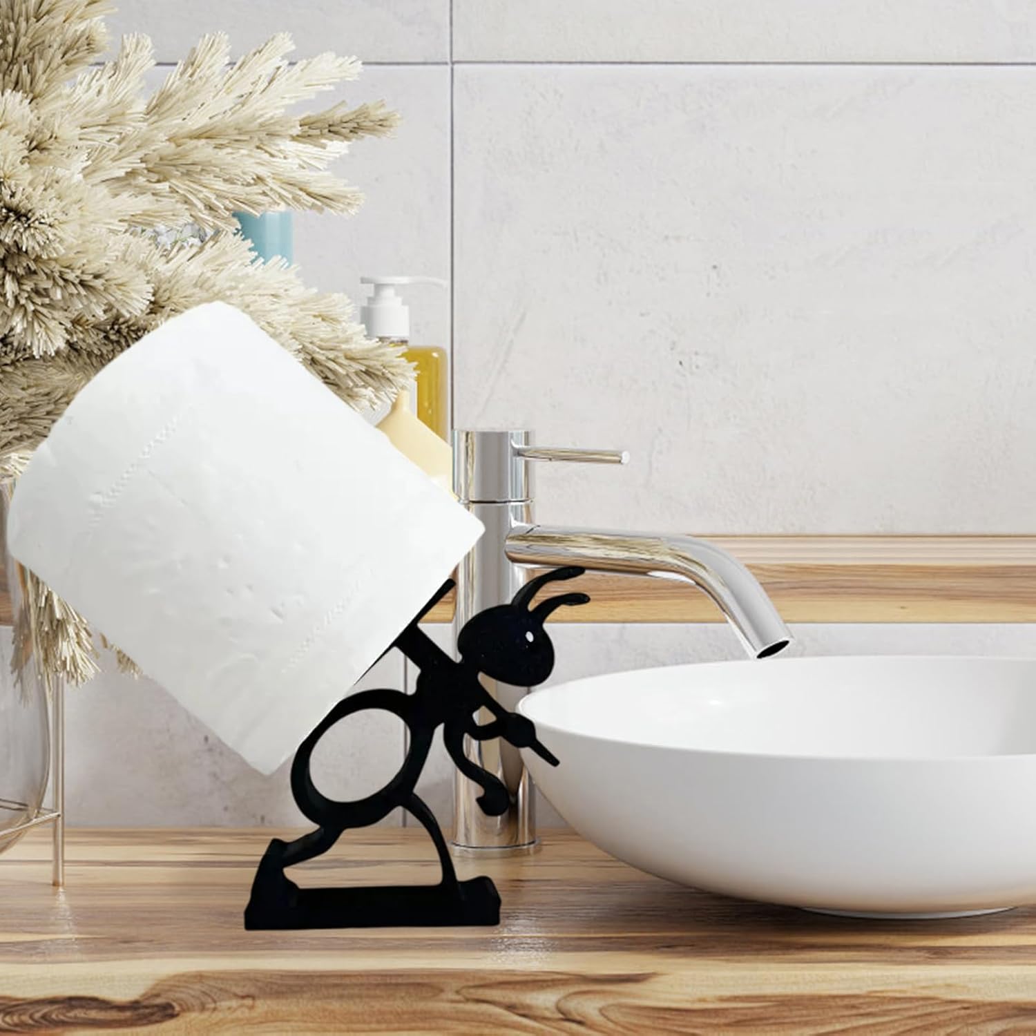 VELENTI Sheep Toilet Roll Holder, Free Standing Bathroom Set, 3D Printed, Funny Hilarious Black Sheep Loo Roll Holder, Tissue Paper Storage, Cute Bathroom Decor, X3, Set of 3