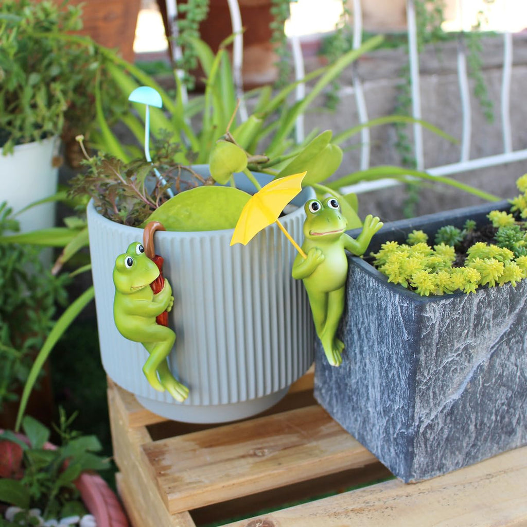 Set of 2 Cute Climbing Elephant Statues Flower Pot Hugger, Resin Hanging Animals Figurine Outdoor Planter Pot Decorations for Home Garden Patio Lawn Yard Ornaments