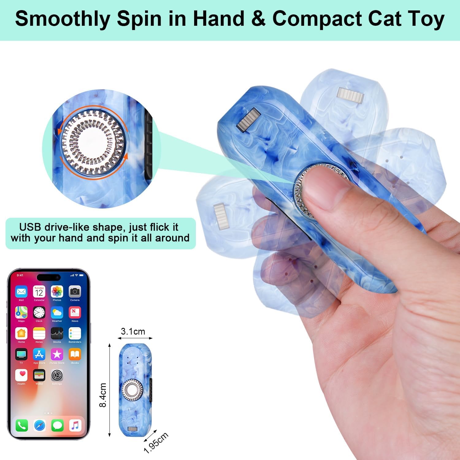 TBTeek Cat Toys, Rechargeable, 3 Light Modes & 5 Fun Patterns, Portable Interactive Kitten Pet Dog Cat Mouse Toy for Fun Chase Play Exercise