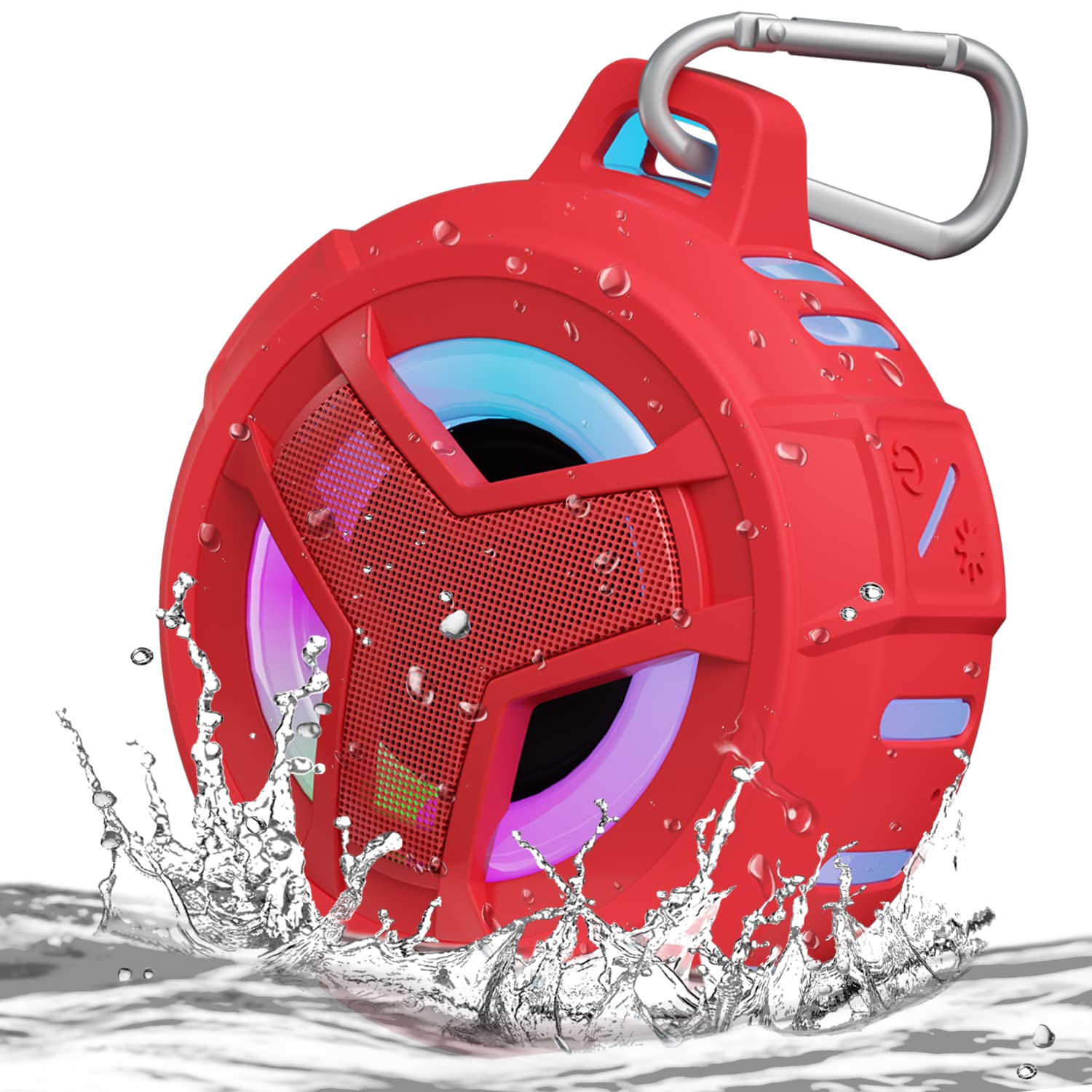 EBODA Bluetooth Shower Speaker, Portable Bluetooth Speakers, IP67 Waterproof Wireless Speaker with LED Light, Floating, 2000mAh, True Wireless Stereo for Kayak, Beach, Gifts for unisex -Black