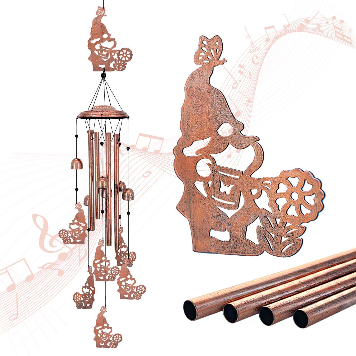 Cow Wind Chimes Outdoor Cow Gifts for Women/Men/Mom/Wife/Grandma Birthday Gifts Memorial Gift Metal WindChimes for Outside/Indoors, Lawn, Patio, Home, Porch, Yard Decor, Garden Decorations