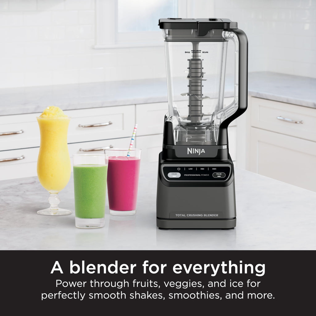 Ninja Professional Blender, Smoothie Blender, Drink Mixer, Grinder, Ice Crusher, Frozen Fruit Blending | Professional 1000 W Power, Total Crushing ™ Technology, XL 72-oz. Pitcher Black, Grey, BL610