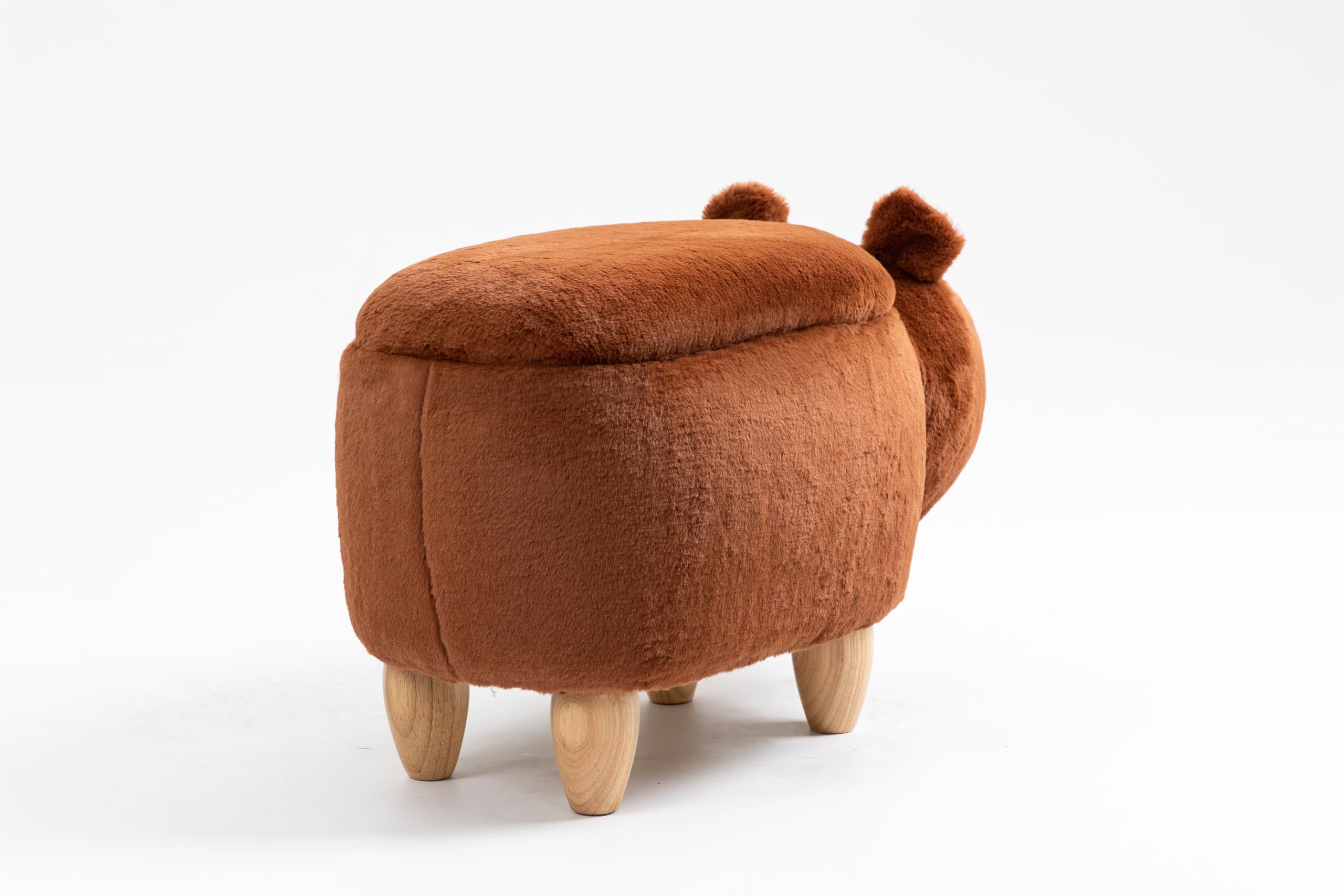Home 2 Office Cow Ottoman for Kids' Bedroom, Playroom, Nursery, and Living Room, Animal Ottoman with Storage, Footstool for Kids, Black/White
