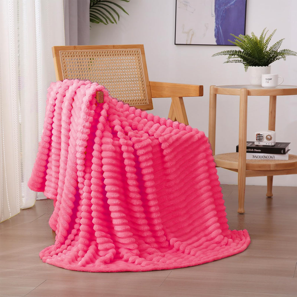 Sage Green Fleece Throw Blanket 50”×60” for Couch Sofa Bed,Super Soft Cozy Plush Microfiber Flannel Blanket with Stripes Design Lightweight for Adults,Woman,Girls