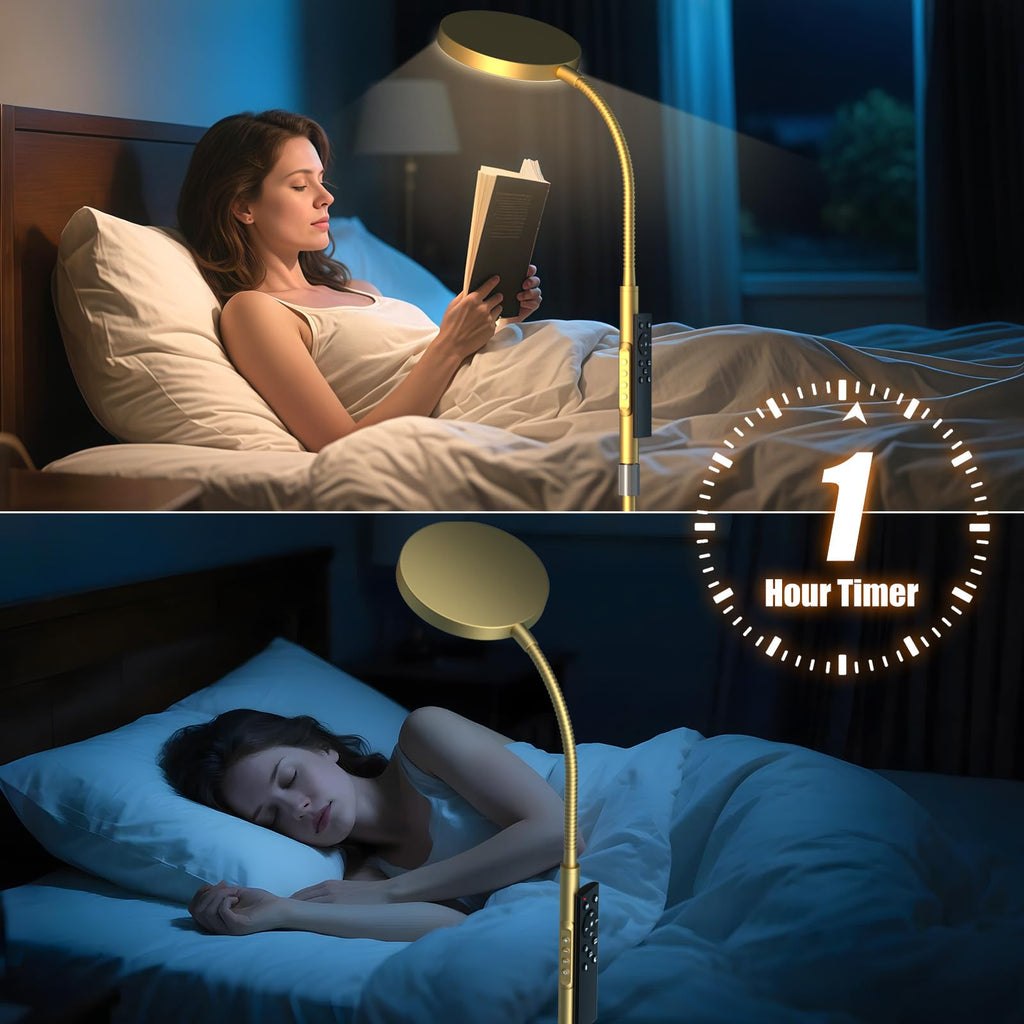Floor Lamp, Adjustable Height Floor Lamps for Living Room Bedroom, 120 LED Super Bright Standing Lamp Remote & Touch Control Dimmable Gooseneck Tall Stand Reading Lamp for Office Craft, Black