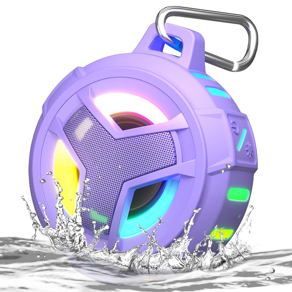 EBODA Bluetooth Shower Speaker, Portable Bluetooth Speakers, IP67 Waterproof Wireless Speaker with LED Light, Floating, 2000mAh, True Wireless Stereo for Kayak, Beach, Gifts for unisex -Black