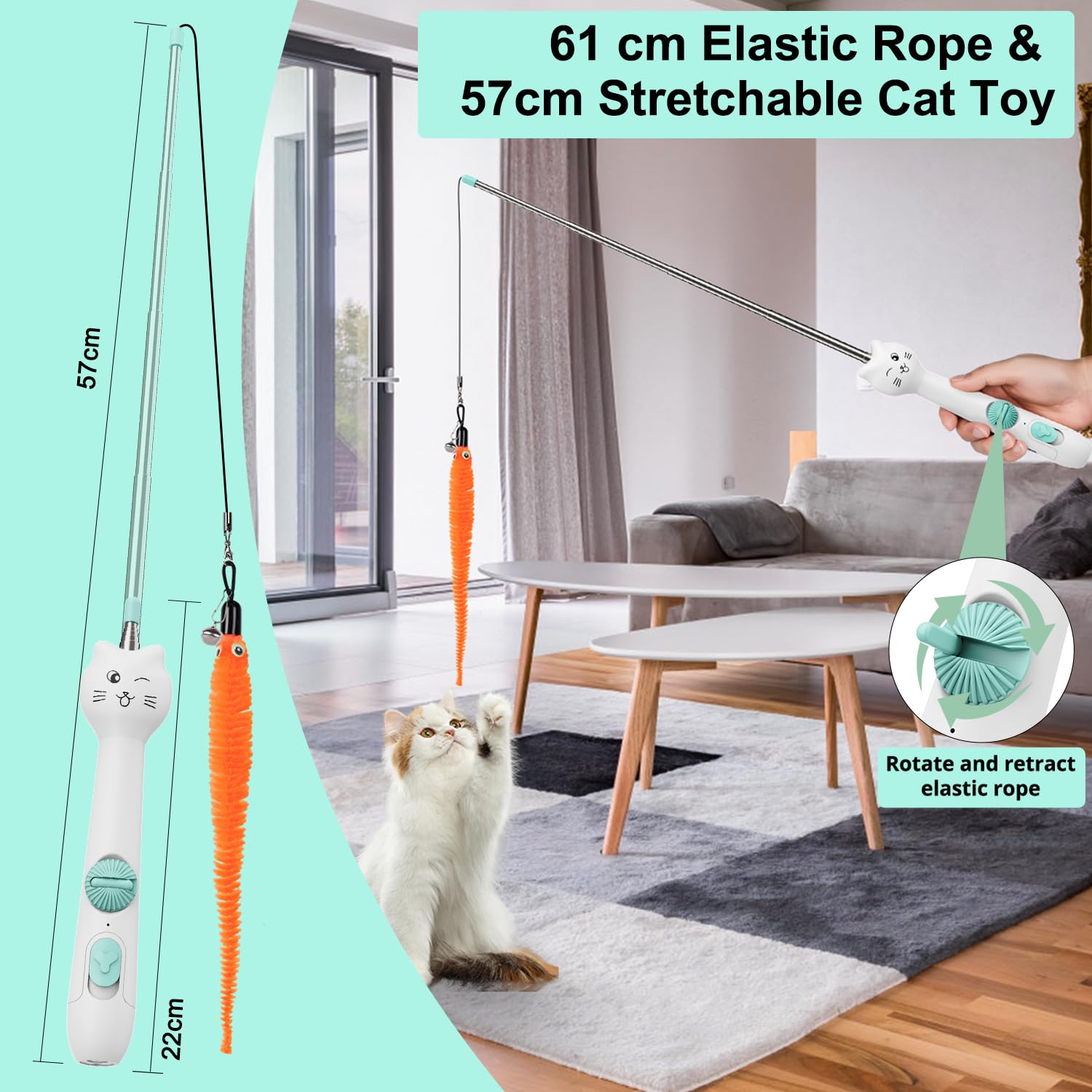 TBTeek Cat Toys, Rechargeable, 3 Light Modes & 5 Fun Patterns, Portable Interactive Kitten Pet Dog Cat Mouse Toy for Fun Chase Play Exercise