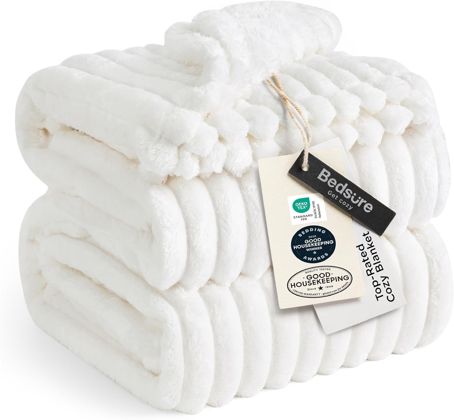 Bedsure GentleSoft White Throw Blanket for Couch - Mothers Gifts Day Birthday Gifts for Women Mom Her, Soft Cozy Fleece Throw Blanket for Girl, Room Home Bedroom Spring Decor, Off White, 50x60 Inches
