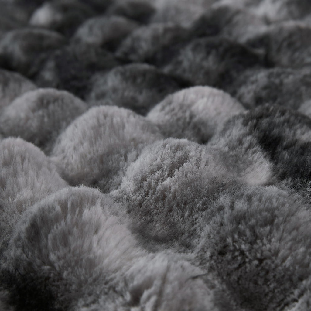 COOVA Faux Fur Throw Blanket for Couch, Cozy Soft and Fuzzy Plush Rabbit Fur Bubble Blanket for Sofa Bedroom Living Room, 50x60 Inches Tie Dye Brown