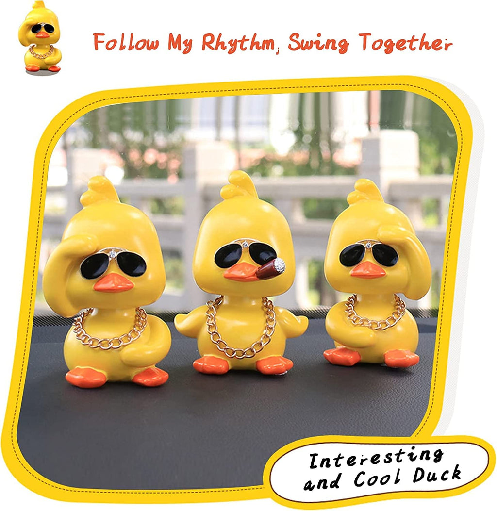 wonuu Cute Yellow Duck Car Ornaments Cool Duck Car Dashboard Decorations Shaking Head Doll