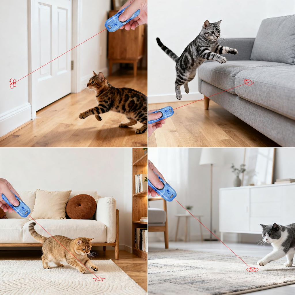 TBTeek Cat Toys, Rechargeable, 3 Light Modes & 5 Fun Patterns, Portable Interactive Kitten Pet Dog Cat Mouse Toy for Fun Chase Play Exercise