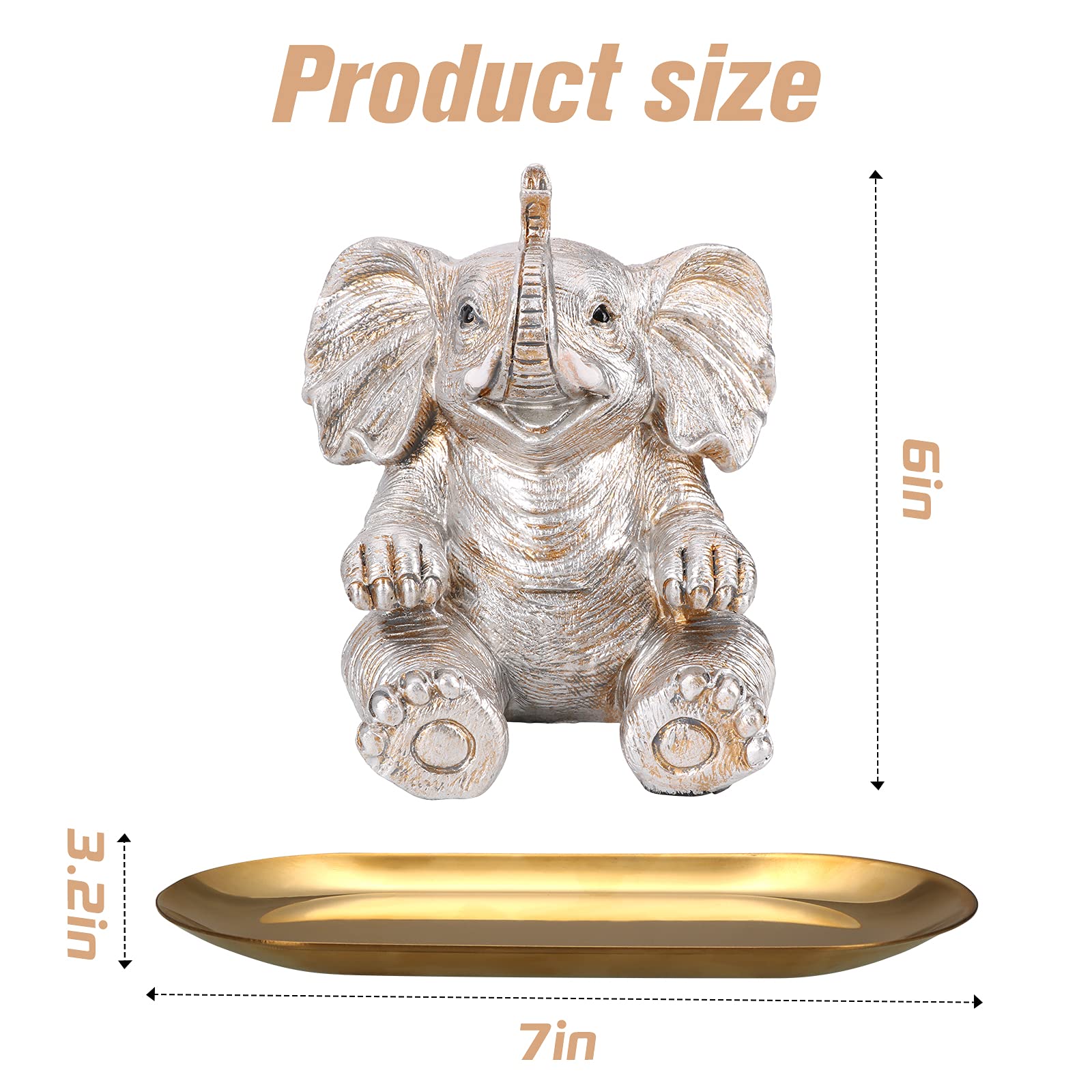 Elephant Statue. Gold Elephant Decor Brings Good Luck, Health, Strength. Elephant Gifts for Women, Mom Gifts. Decorations
