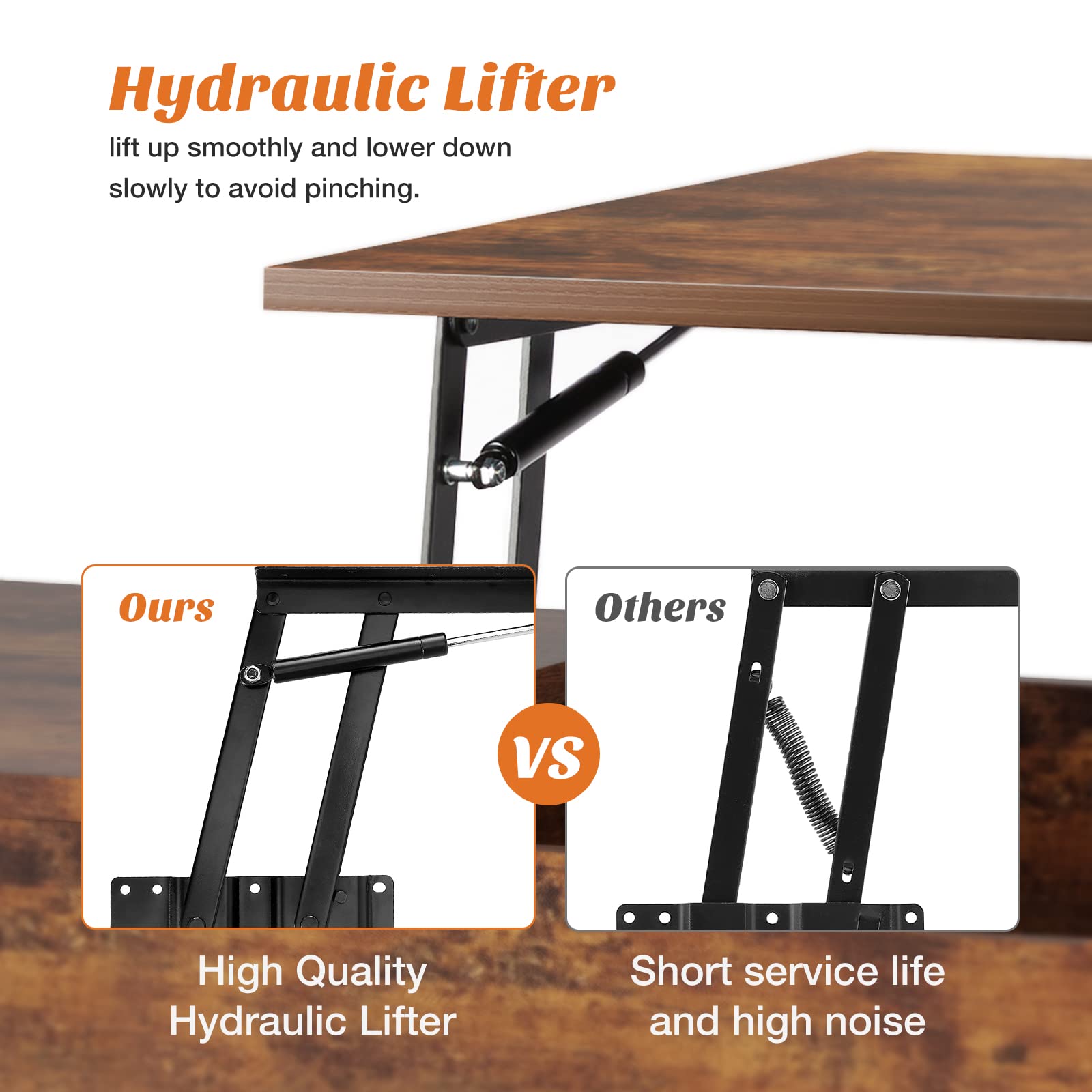 Sweetcrispy Lift Top Coffee Tables for Living Room, Small Rising Wooden Center Tables with Storage Shelf and Center Tables, with Storage Shelf.