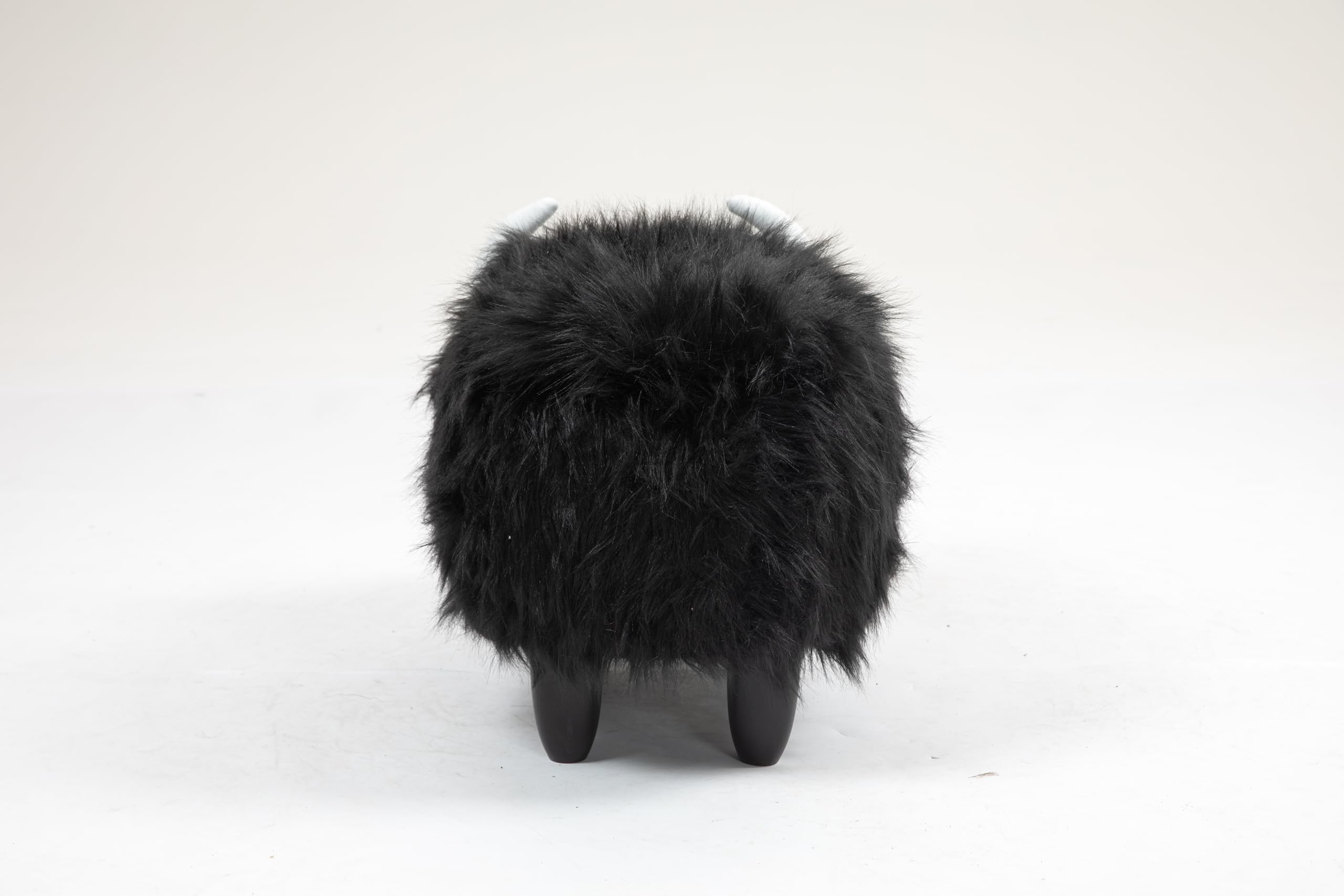 Home 2 Office Cow Ottoman for Kids' Bedroom, Playroom, Nursery, and Living Room, Animal Ottoman with Storage, Footstool for Kids, Black/White