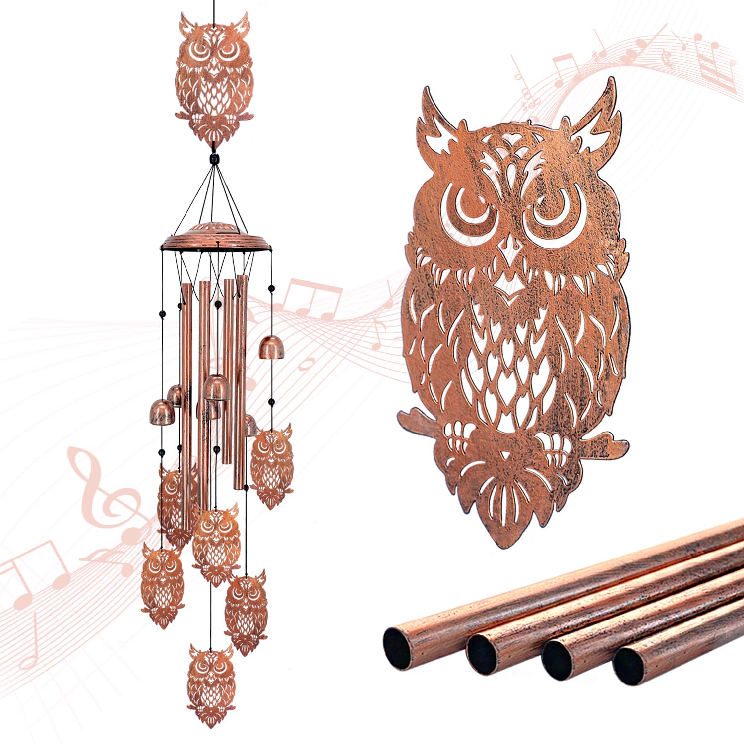 Cow Wind Chimes Outdoor Cow Gifts for Women/Men/Mom/Wife/Grandma Birthday Gifts Memorial Gift Metal WindChimes for Outside/Indoors, Lawn, Patio, Home, Porch, Yard Decor, Garden Decorations