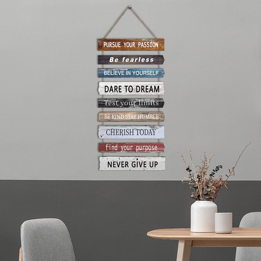 4 Pieces Home Wall Signs, THIS IS US/TOGETHER/BLESS THIS HOME/FAMILY Wall Decor For Living Room Bedroom, Rustic Wooden Farmhouse Wall Art , 4.7 x 13.8 Inch(Brown)
