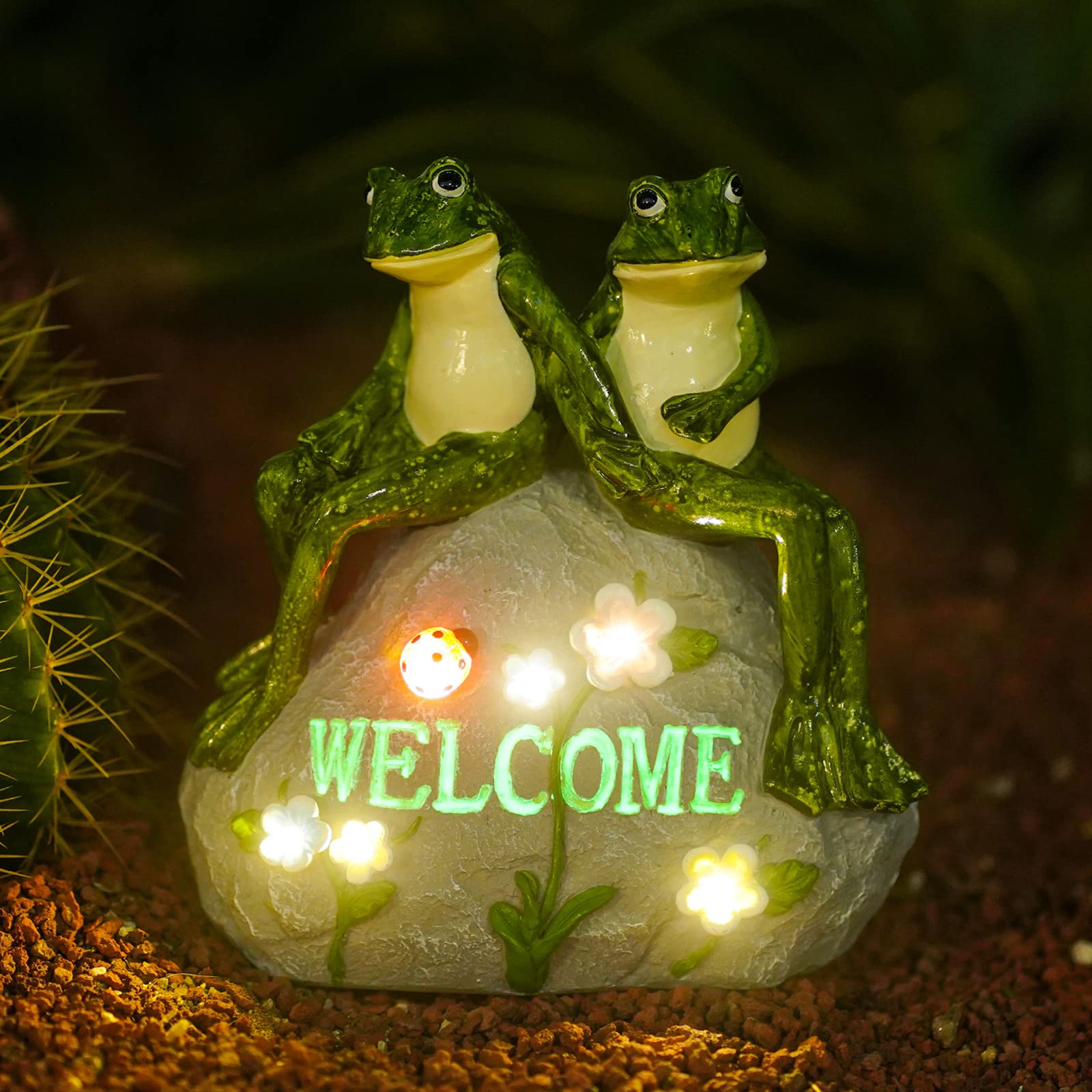 Nacome Solar Garden Outdoor Statues Turtle with Succulent and 7 LED Lights