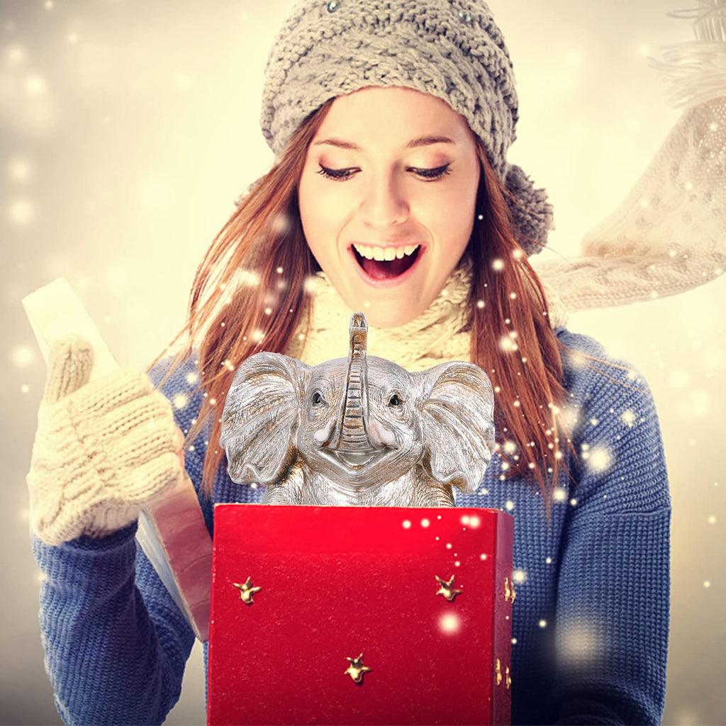 Elephant Statue. Gold Elephant Decor Brings Good Luck, Health, Strength. Elephant Gifts for Women, Mom Gifts. Decorations