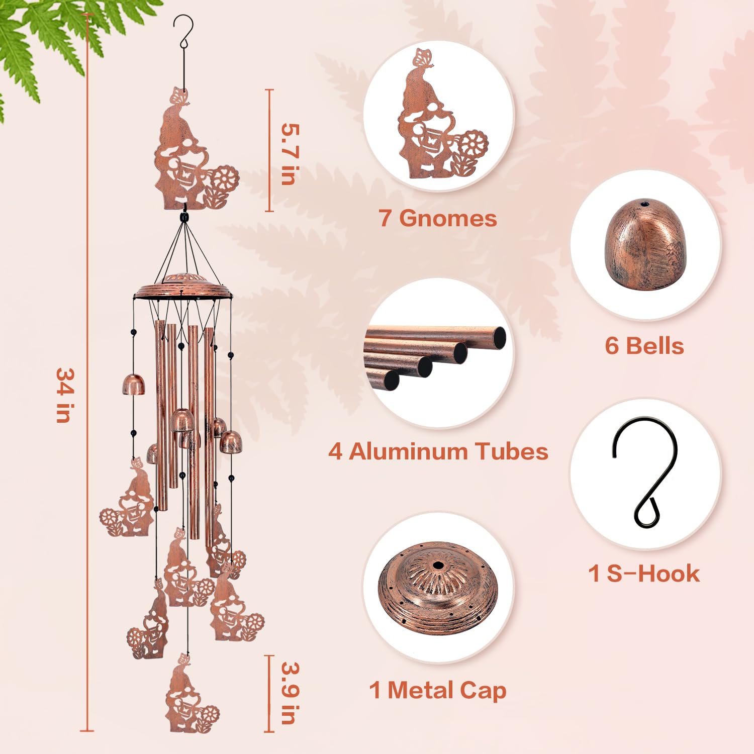 Cow Wind Chimes Outdoor Cow Gifts for Women/Men/Mom/Wife/Grandma Birthday Gifts Memorial Gift Metal WindChimes for Outside/Indoors, Lawn, Patio, Home, Porch, Yard Decor, Garden Decorations