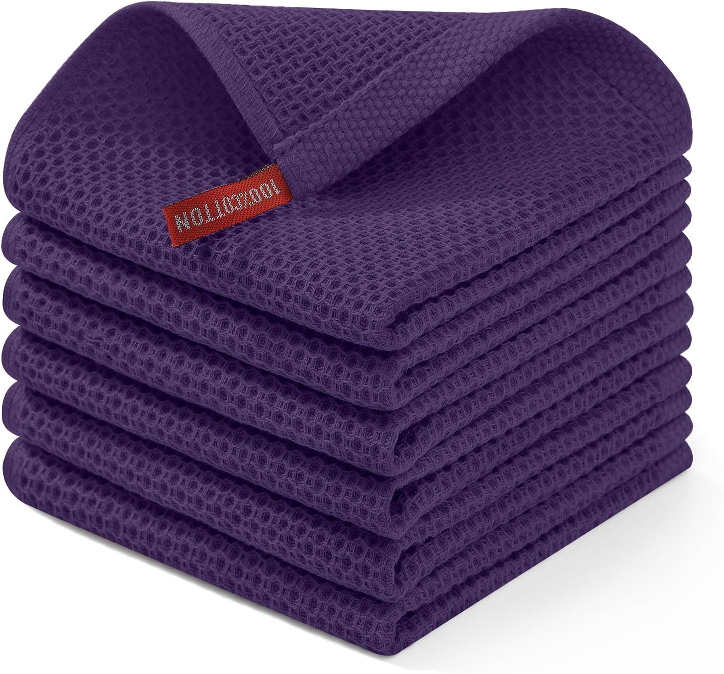 Homaxy 100% Cotton Waffle Weave Kitchen Dish Cloths, Ultra Soft Absorbent Quick Drying Dish Towels, 12 x 12 Inches, 6-Pack, Apricot
