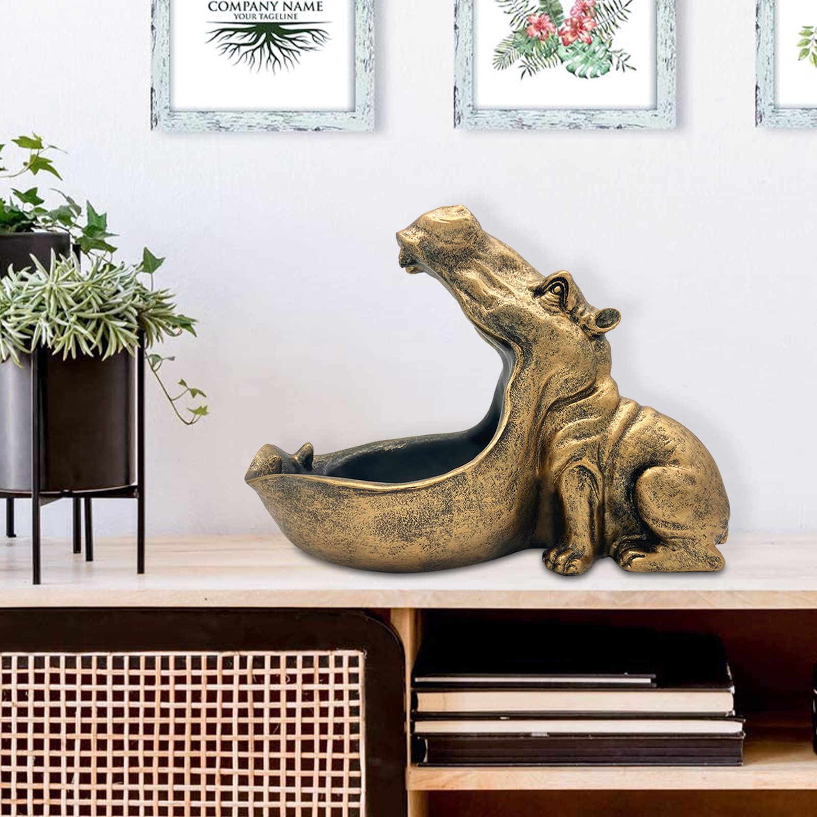 aboxoo Hippo Statue,Large Hippopotamus Figurine Home Sculpture with Resin, Hippo Candy Jar, Candy Dish Bowl for Office Desk, Key Bowl for Entryway Table,Container Storage Art Decor Box(Dark Blue)