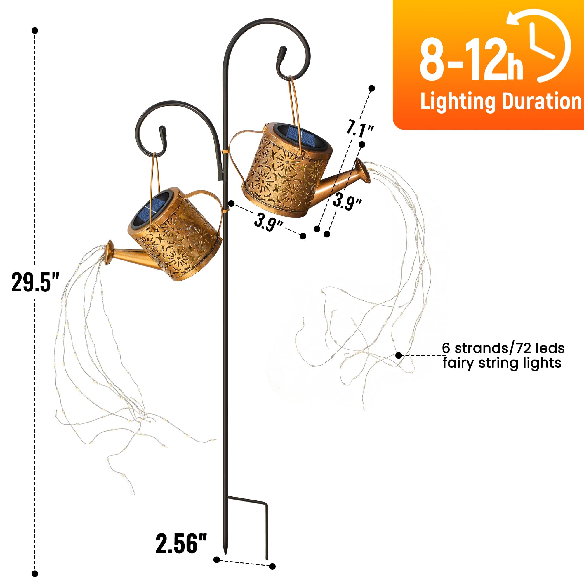 Solar Garden Lights Outdoor Decoration, Metal Solar Watering Can Lights Outdoor Waterproof, Small Patio Light Yard Lawn Pathway Decor, Gardening Gifts for Women Mom Grandma
