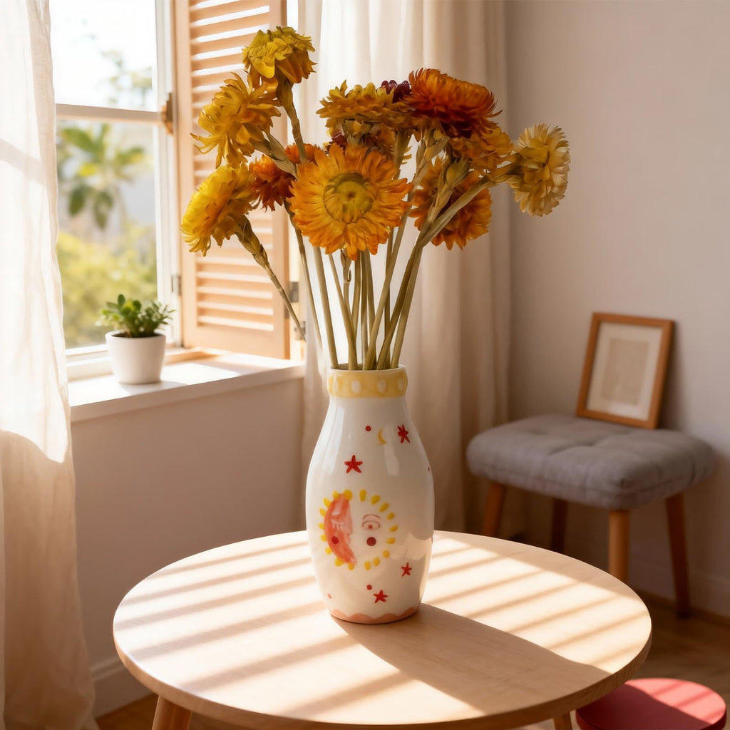Handcrafted Ceramic White Flower Duck Vase