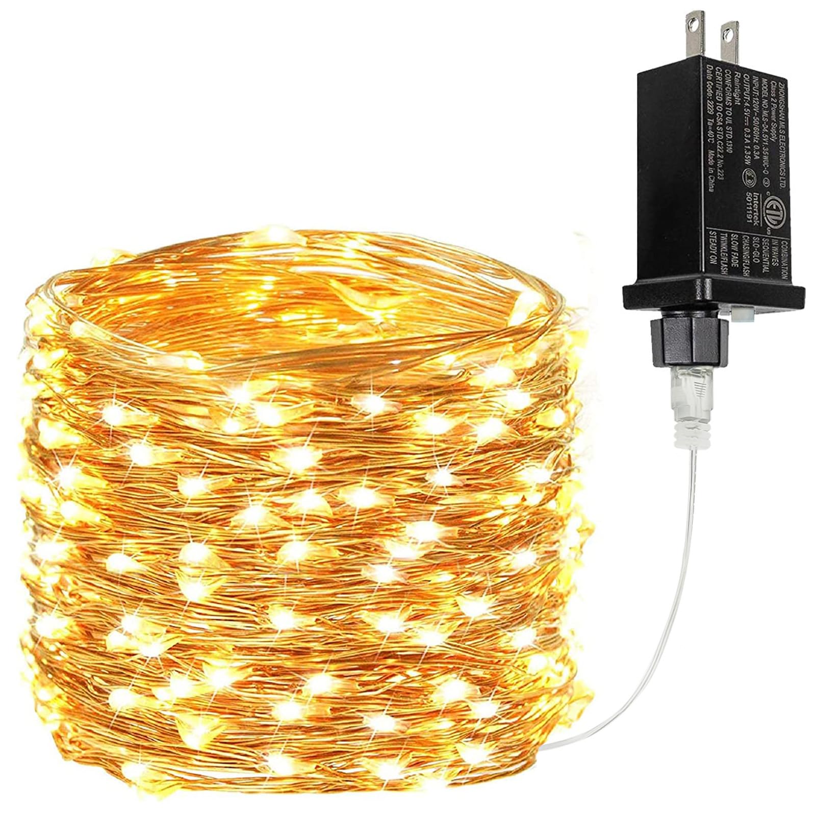 66Ft 200 LED Fairy Lights Plug in, Waterproof String Lights Outdoor & Indoor 8 Modes Christmas Light Bedroom Decor, Timer Twinkle Lights for Girl's Room Garden Party Christmas Decorations (Warm White)