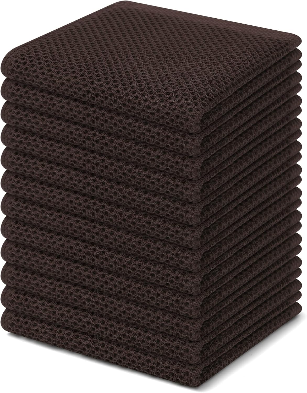 Homaxy 100% Cotton Waffle Weave Kitchen Dish Cloths, Ultra Soft Absorbent Quick Drying Dish Towels, 12 x 12 Inches, 6-Pack, Apricot