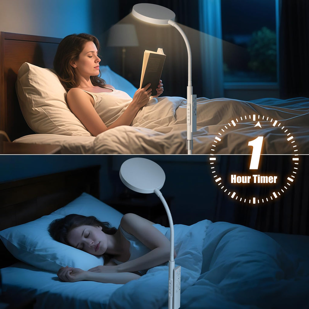 Floor Lamp, Adjustable Height Floor Lamps for Living Room Bedroom, 120 LED Super Bright Standing Lamp Remote & Touch Control Dimmable Gooseneck Tall Stand Reading Lamp for Office Craft, Black