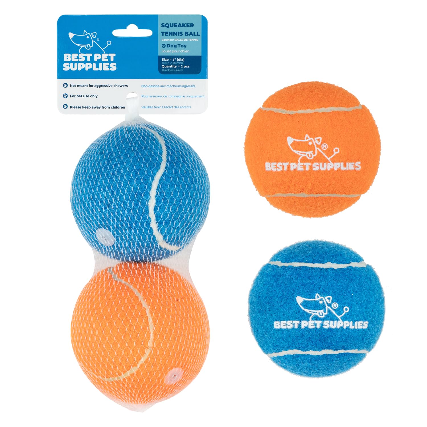 Best Pet Supplies Interactive Squeaky Dog Chew Toy, Ideal Dog Toys for Chewers, Small, Medium & Large Dogs, and Fetch Lovers - Crinkle Duck (Blue), Large