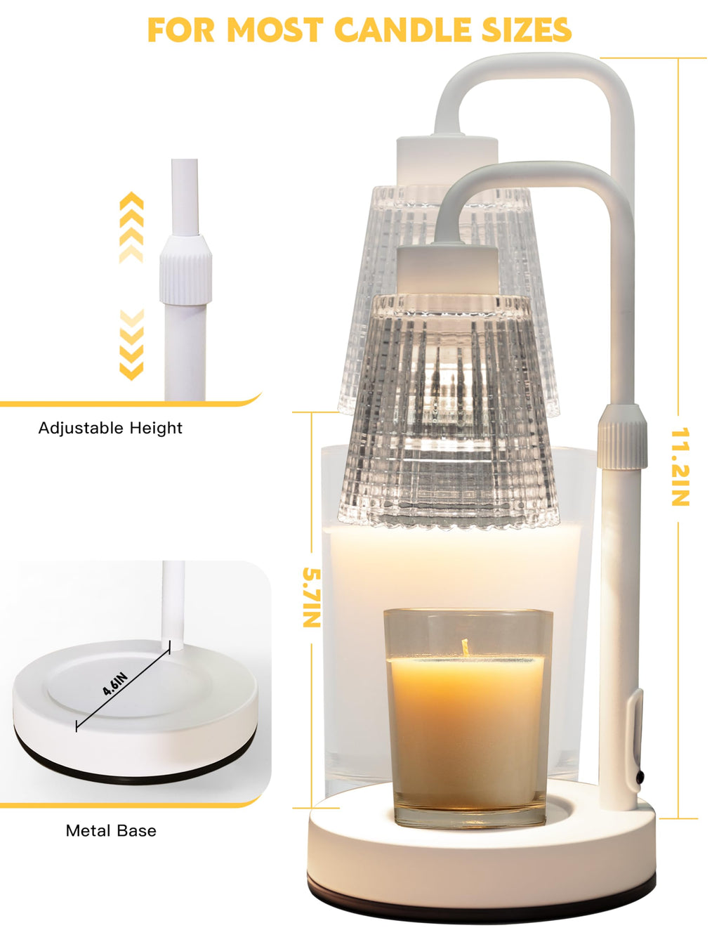 Candle Warmer Lamp with Timer Dimmable. Wax Melt Warmer for Jar Candles with 2 Bulbs
