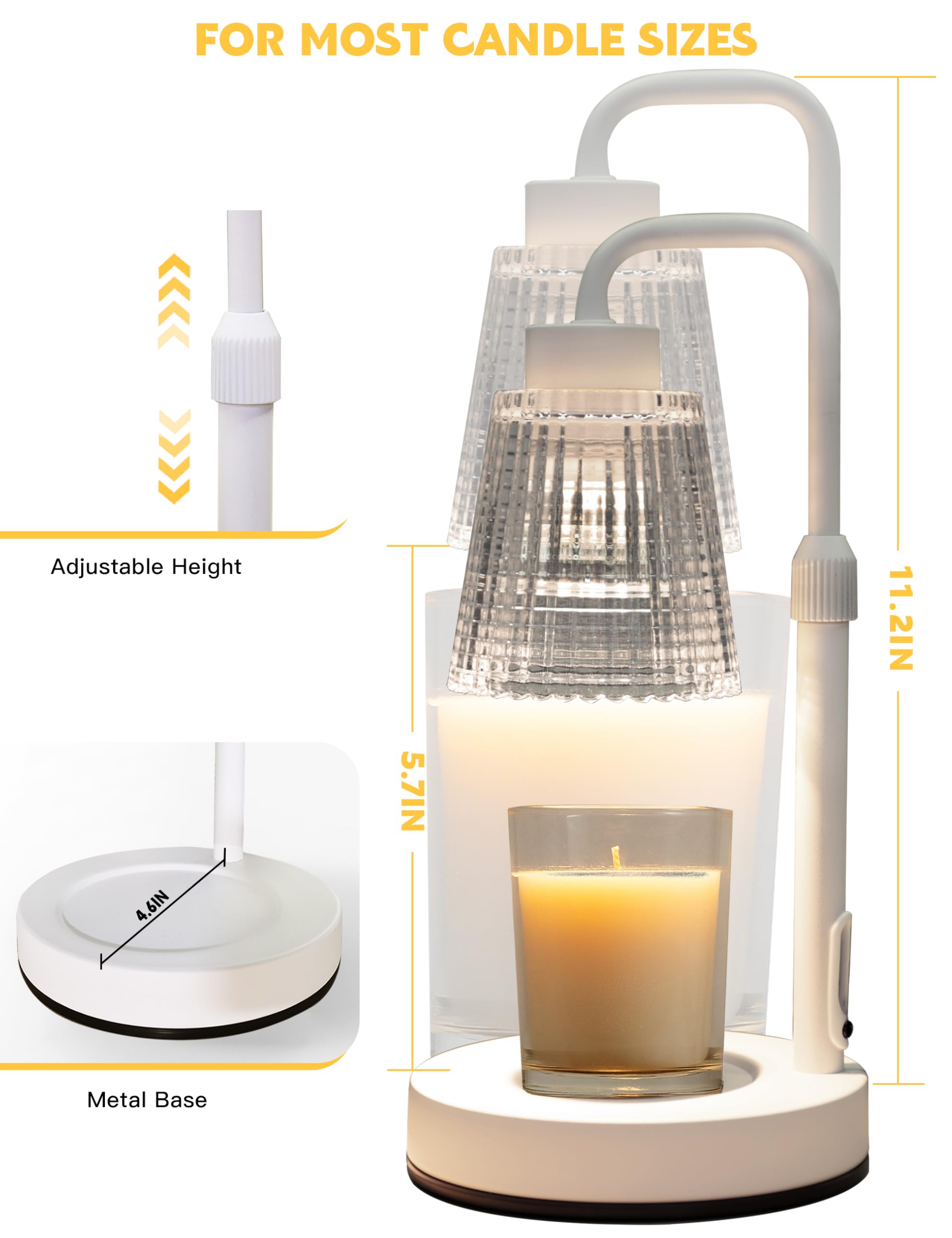 Candle Warmer Lamp with Timer Dimmable. Wax Melt Warmer for Jar Candles with 2 Bulbs
