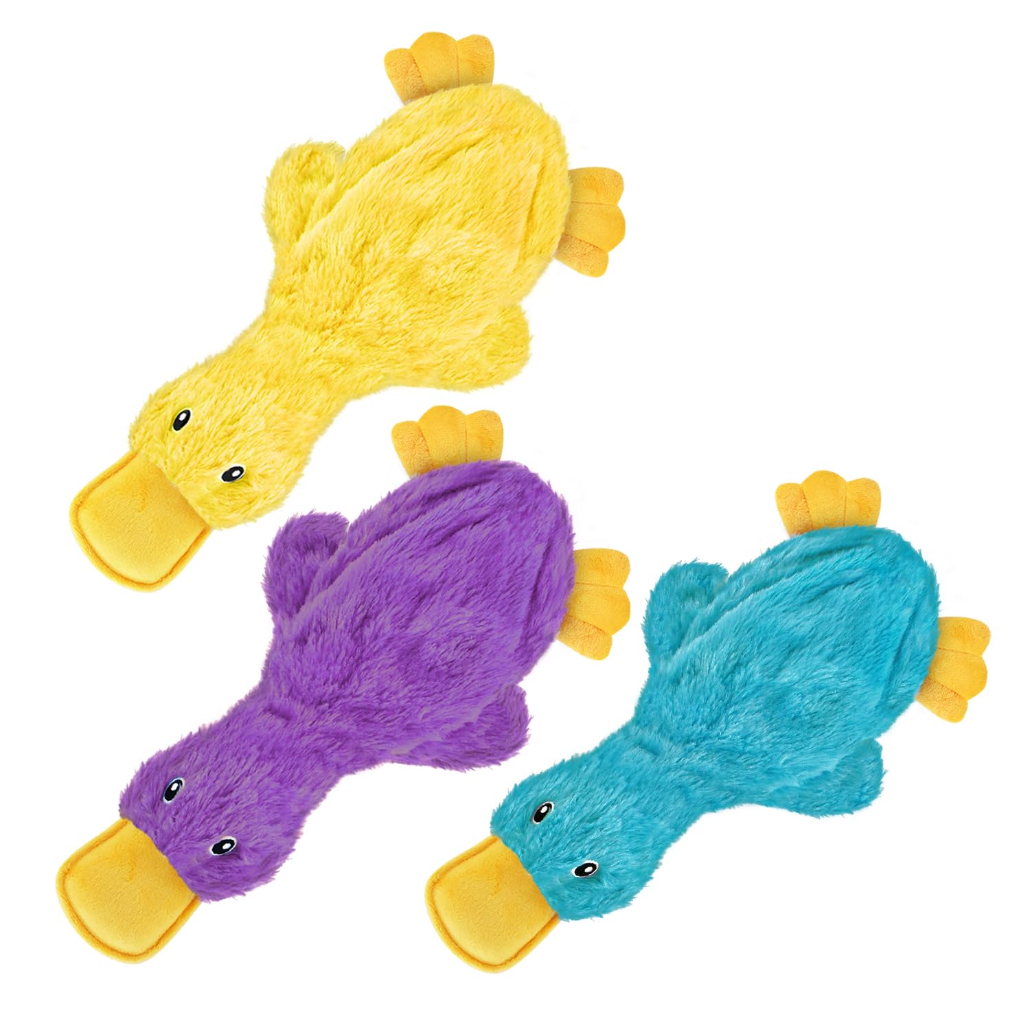 Best Pet Supplies Interactive Squeaky Dog Chew Toy, Ideal Dog Toys for Chewers, Small, Medium & Large Dogs, and Fetch Lovers - Crinkle Duck (Blue), Large