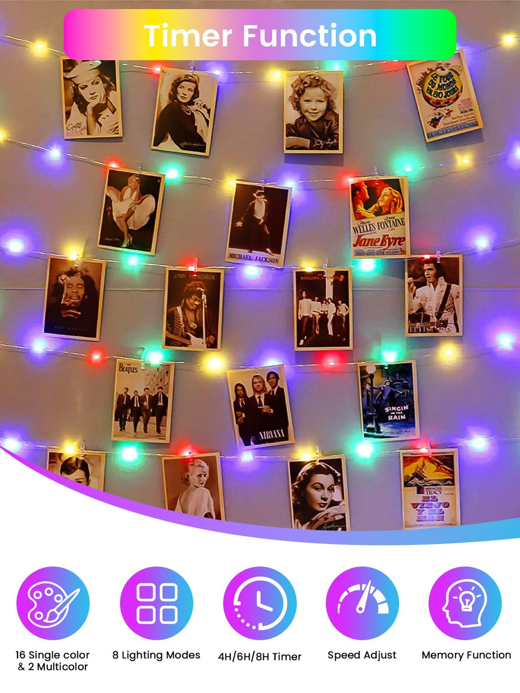 66Ft 200 LED Fairy Lights Plug in, Waterproof String Lights Outdoor & Indoor 8 Modes Christmas Light Bedroom Decor, Timer Twinkle Lights for Girl's Room Garden Party Christmas Decorations (Warm White)