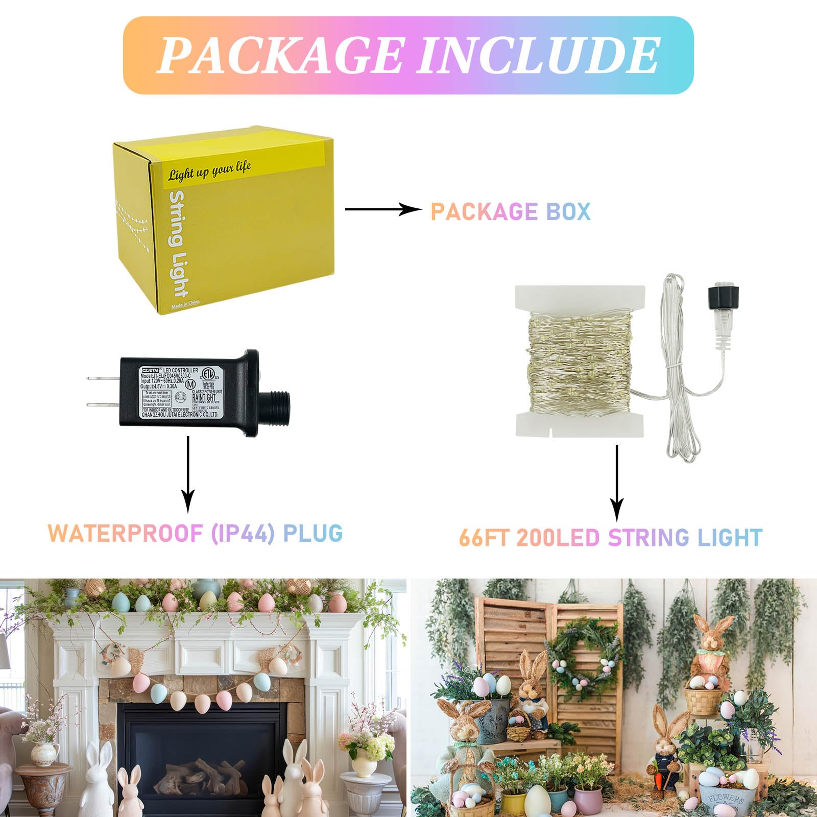 66Ft 200 LED Fairy Lights Plug in, Waterproof String Lights Outdoor & Indoor 8 Modes Christmas Light Bedroom Decor, Timer Twinkle Lights for Girl's Room Garden Party Christmas Decorations (Warm White)