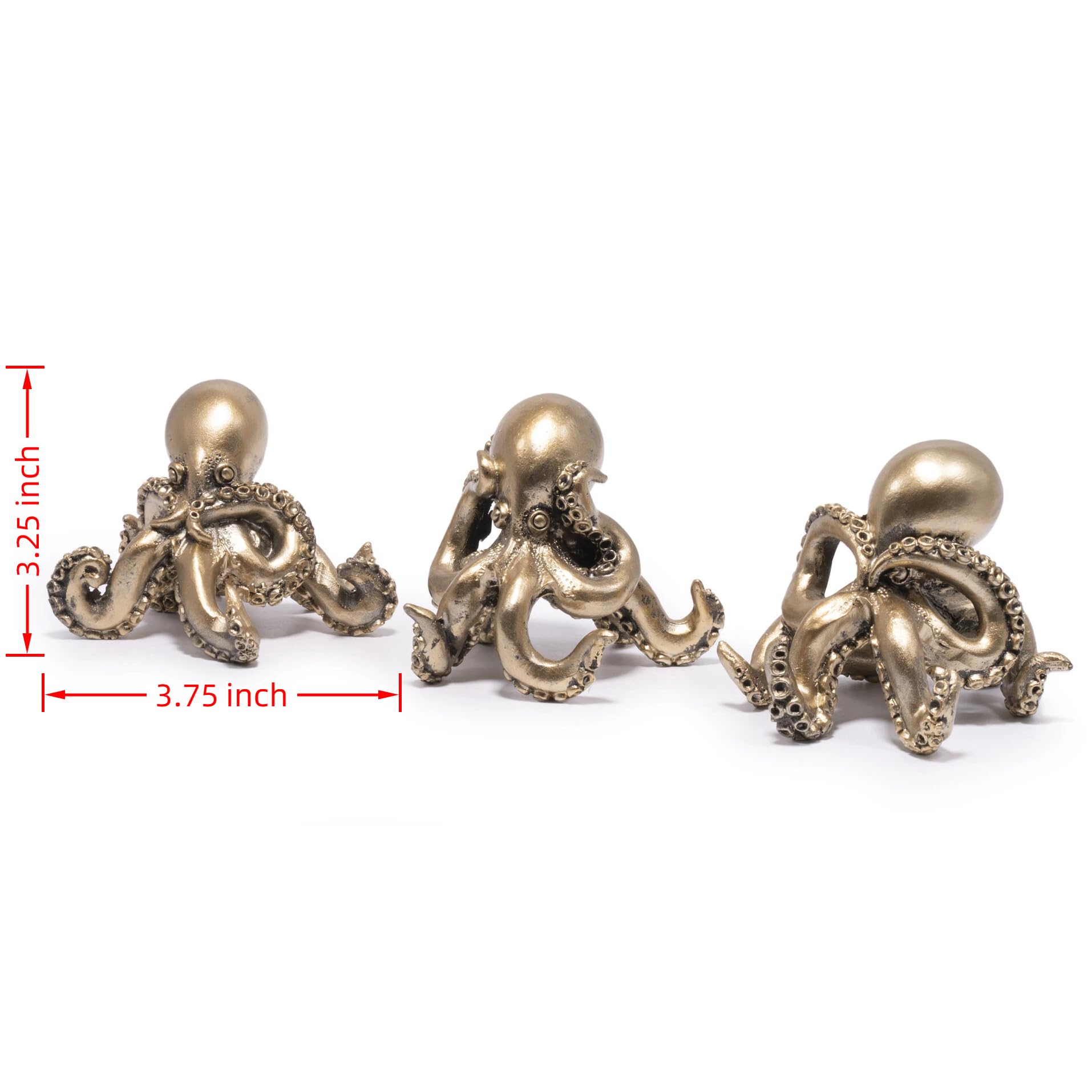 Hodao Octopus Figurines, See No Evil Hear No Evil Speak No Evil Octopus Statues, Cute Resin Octopus Decor for Home Office Desk Shelf, Unique Gift for Animal Lovers & Zen Decor Enthusiasts (Blue)