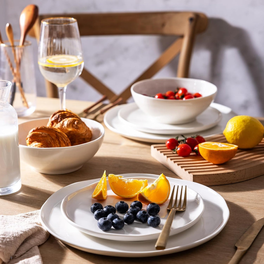 LERATIO Ceramic Dinnerware Sets for 8,Plates and Bowls Sets,Reactive Glaze Dishes Set,Highly Chip and Crack Resistant | Dishwasher & Microwave & Oven Safe Dishes set,Service for 8-Kahki (24pc)