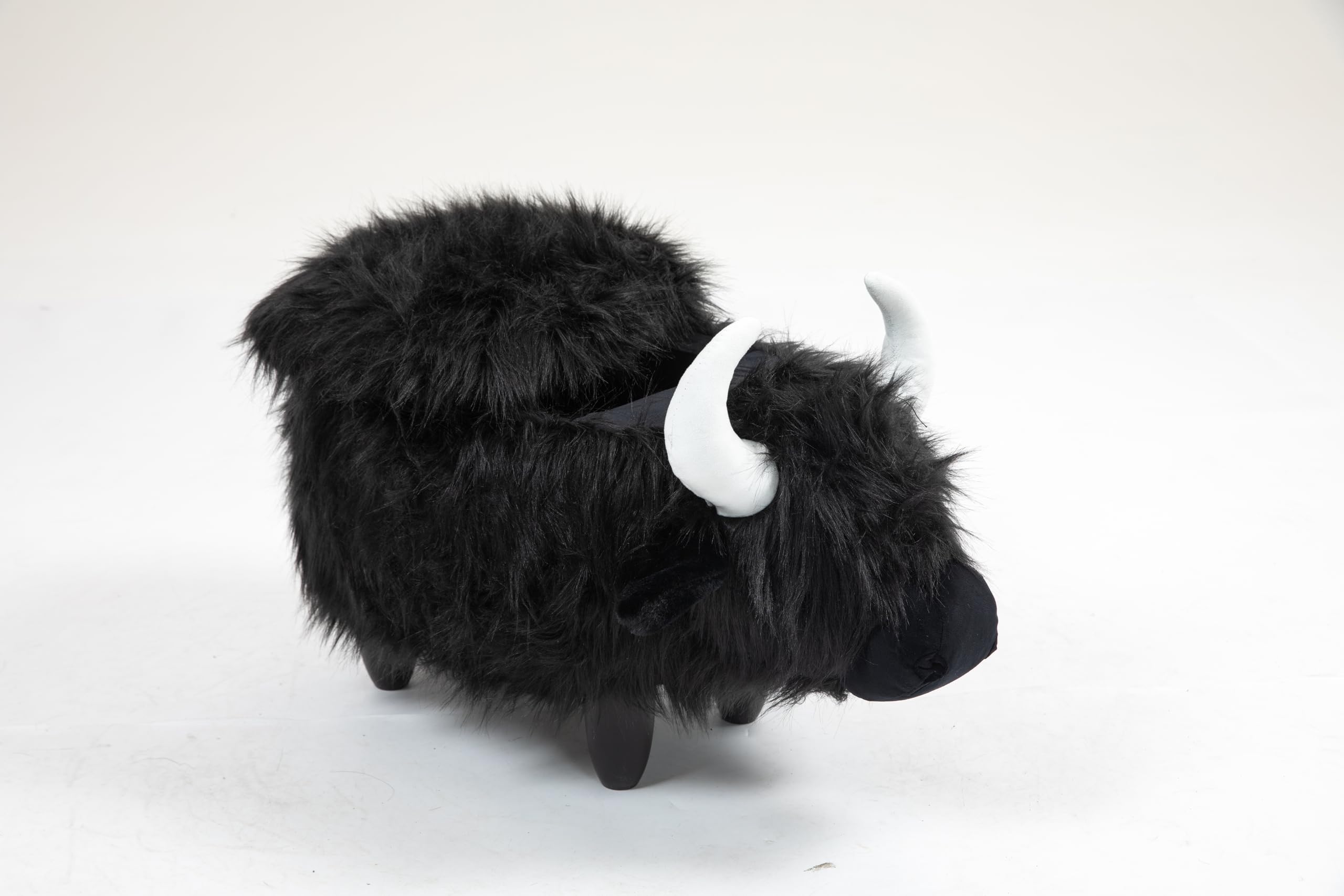 Home 2 Office Cow Ottoman for Kids' Bedroom, Playroom, Nursery, and Living Room, Animal Ottoman with Storage, Footstool for Kids, Black/White