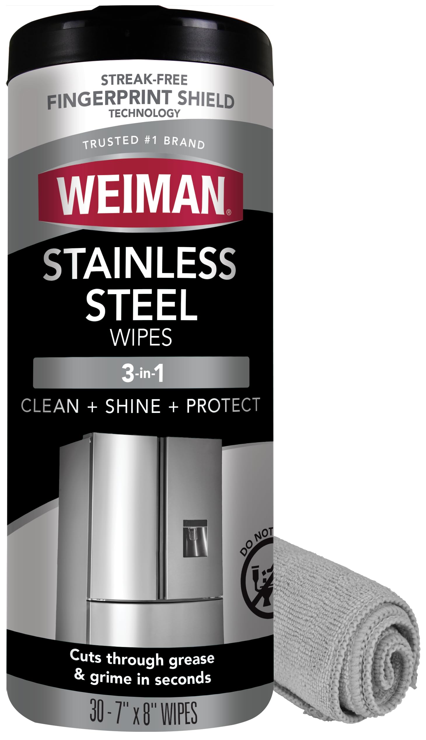 Weiman Stainless Steel Cleaner and Polish Wipes, 30 Count