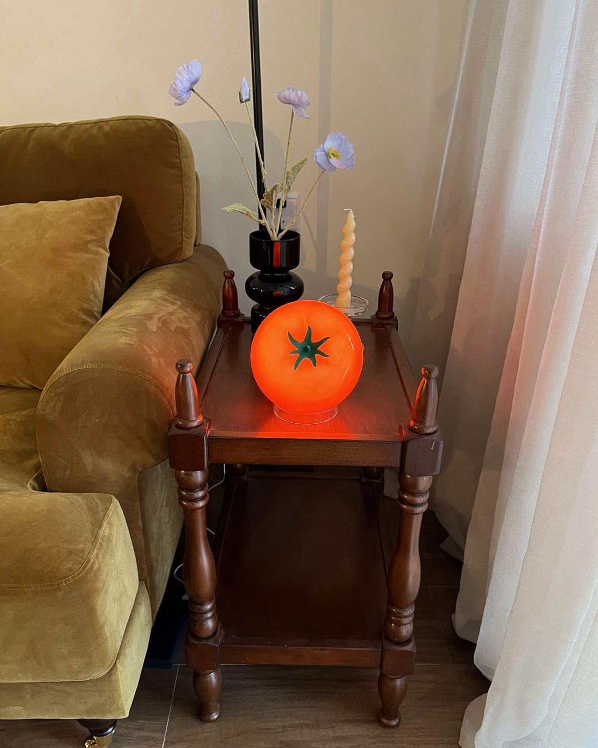 cozifycasa Cute Table Lamp for Bedroom Kitchen Living Room Small Cute Night Light Fruit Bedside Side Table Lamp Kawaii Decor Vintage Funky Home Decor for Girls Room (Tomato)
