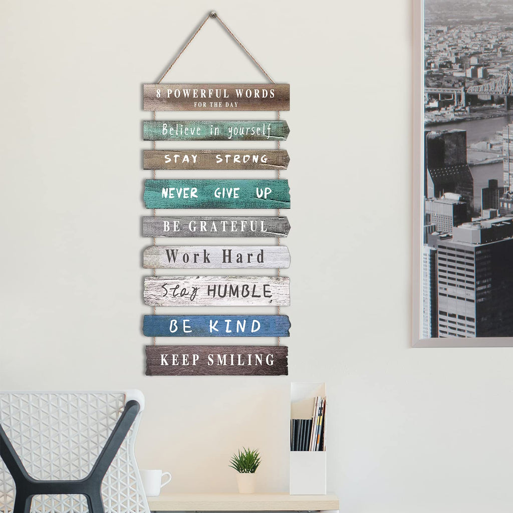 4 Pieces Home Wall Signs, THIS IS US/TOGETHER/BLESS THIS HOME/FAMILY Wall Decor For Living Room Bedroom, Rustic Wooden Farmhouse Wall Art , 4.7 x 13.8 Inch(Brown)