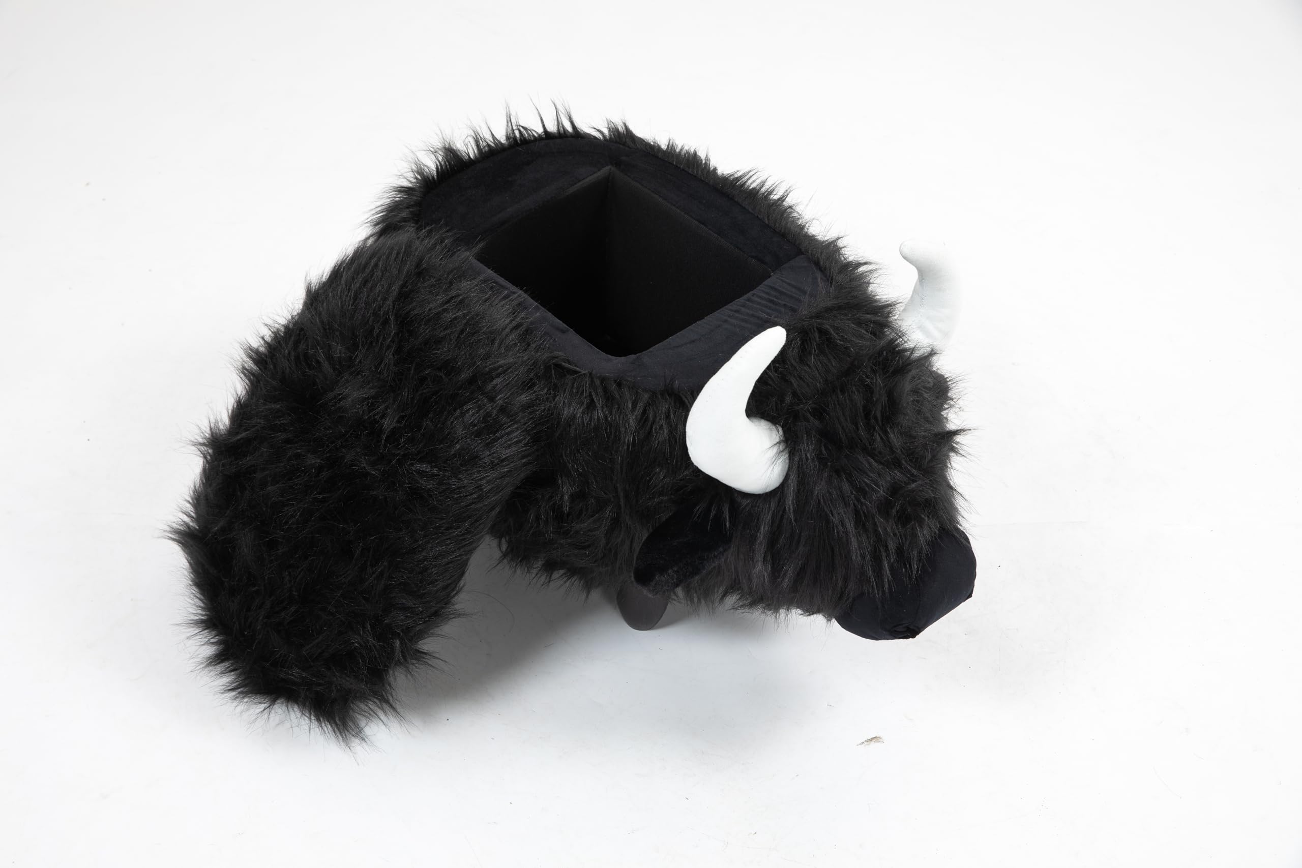 Home 2 Office Cow Ottoman for Kids' Bedroom, Playroom, Nursery, and Living Room, Animal Ottoman with Storage, Footstool for Kids, Black/White
