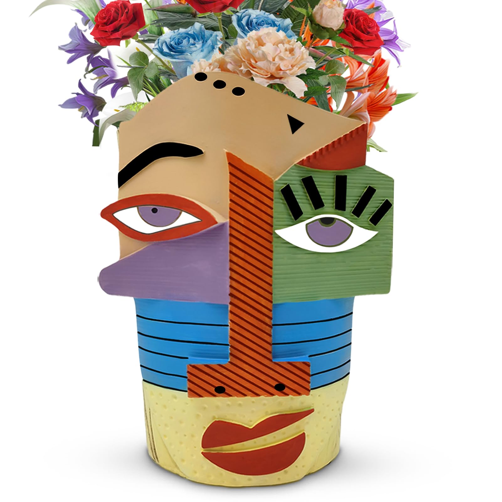 Midogaigai Abstract Face Planters Pots Head,Unique Head Planter for Indoor Plants,Funny Face Flower Pot,Colorful Plant Pots for Outdoor Garden Decor and Home Art Decoration(Classic)