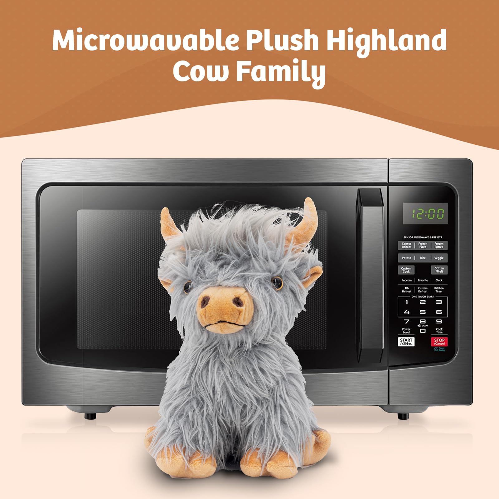 Marysun Microwavable Highland Cow Stuffed Animal - Weighted Stuffed Animal Plush, Heating Pad, Cozy