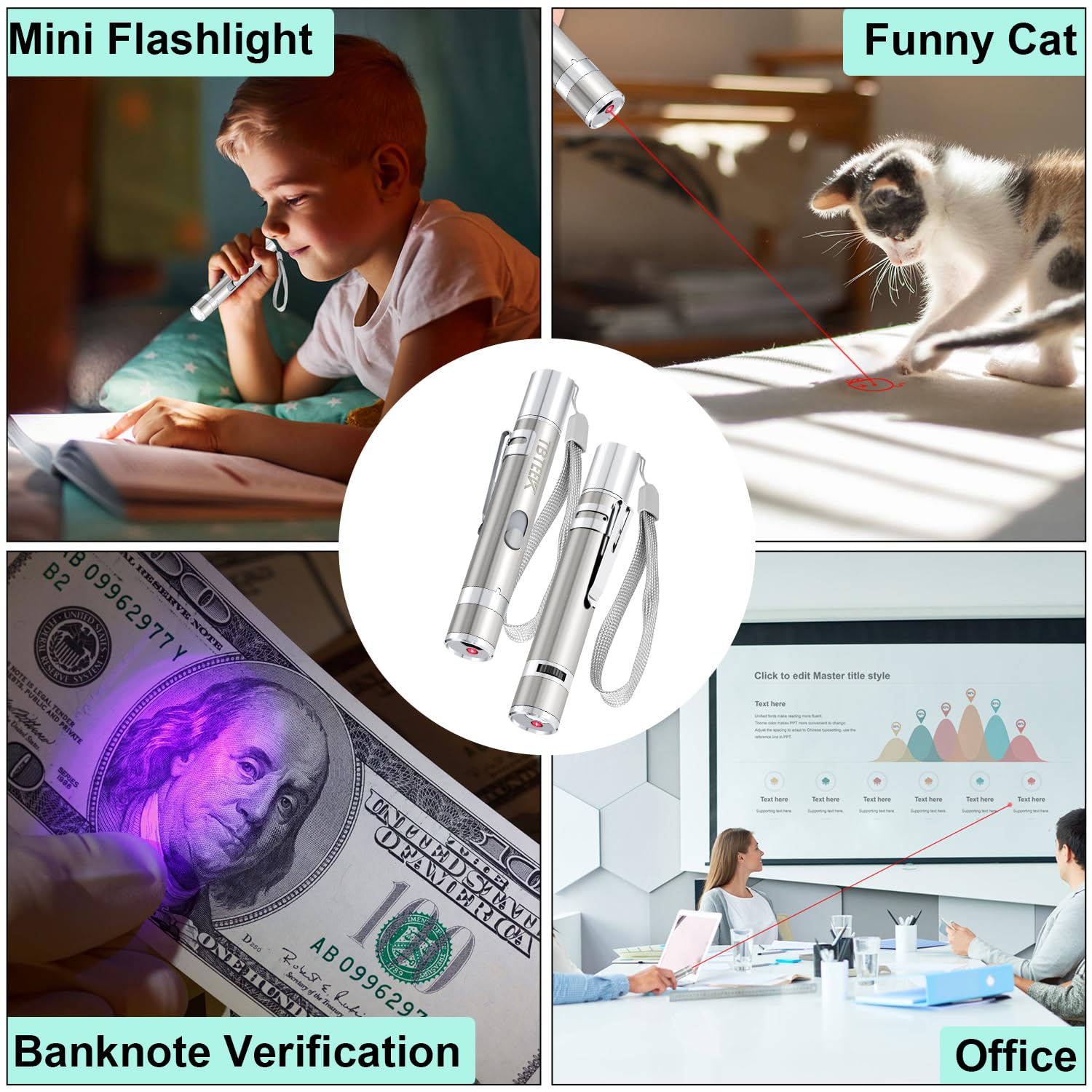TBTeek Cat Toys, Rechargeable, 3 Light Modes & 5 Fun Patterns, Portable Interactive Kitten Pet Dog Cat Mouse Toy for Fun Chase Play Exercise