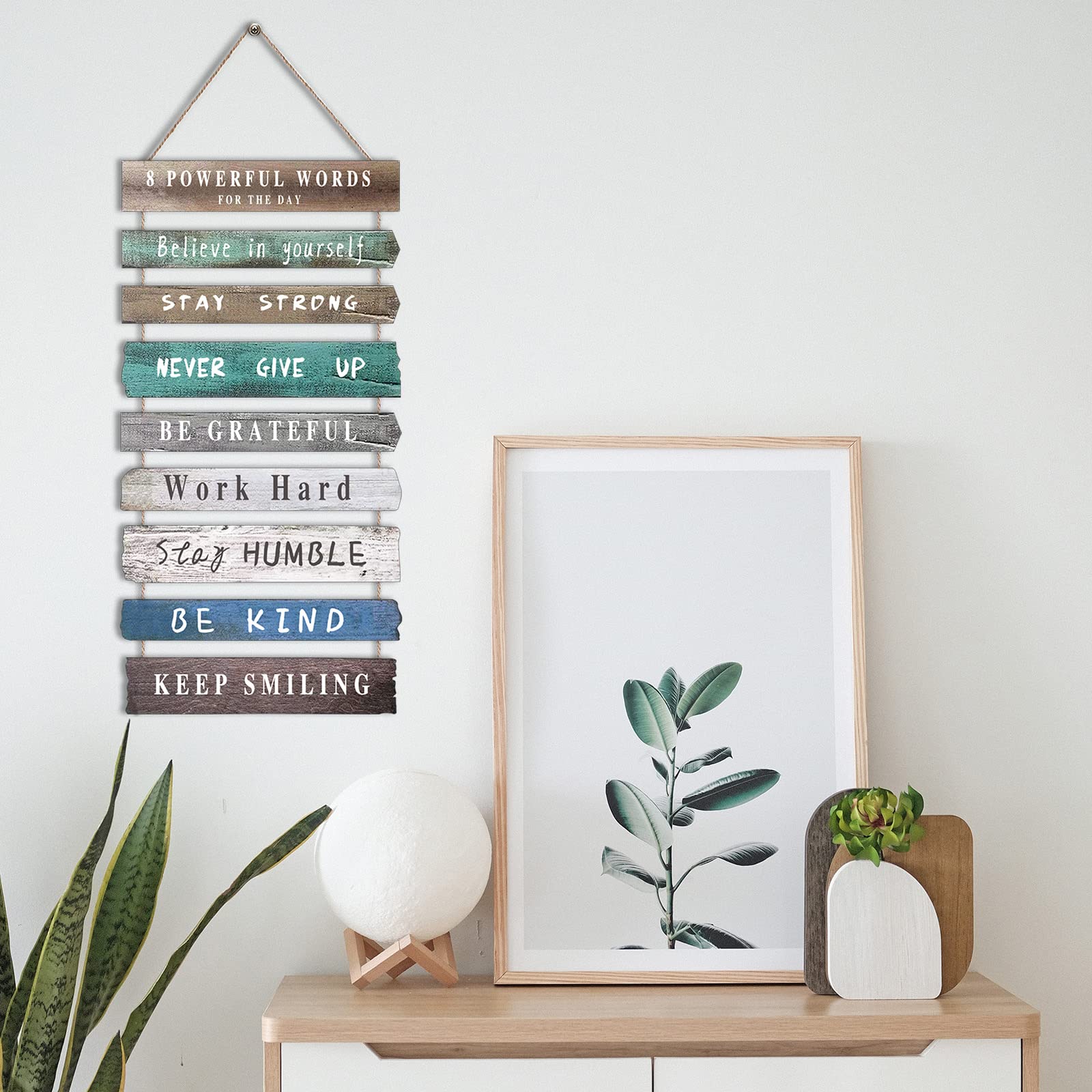 4 Pieces Home Wall Signs, THIS IS US/TOGETHER/BLESS THIS HOME/FAMILY Wall Decor For Living Room Bedroom, Rustic Wooden Farmhouse Wall Art , 4.7 x 13.8 Inch(Brown)